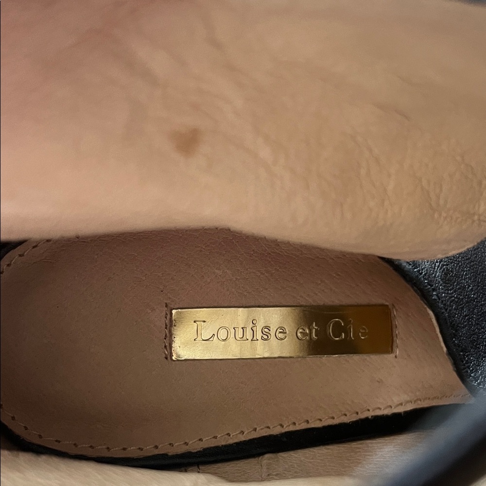 Louise et Cie Black Leather Shoe with Gold Nameplate